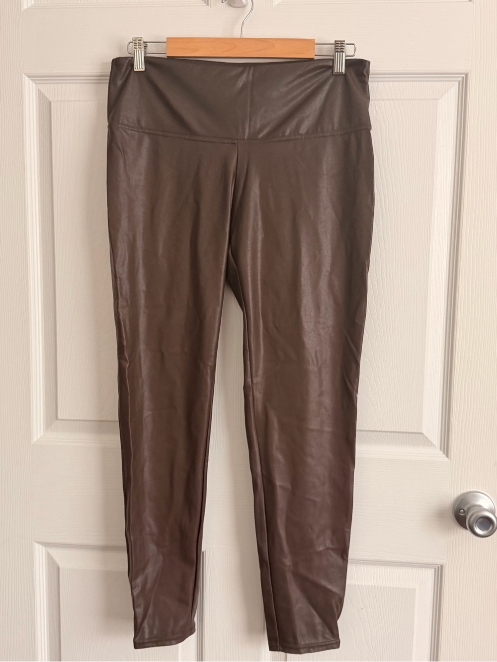 AND Brown Faux Leather High-Waist Leggings